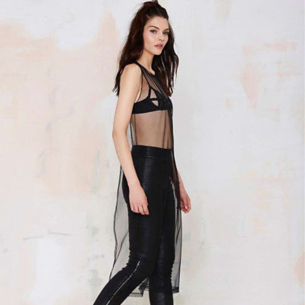 Black Mesh Sleeveles Open Back Cover Up Dress - Picture 4 of 7